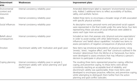 Table 2 Weaknesses and improvement plans associated with determinant areas