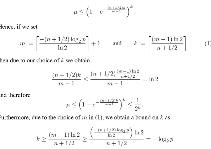 Table 1 lists mof the impact of different choices ofsecret-, and public keys, when the BFE construction in Section 3.1 is instantiated forthese parameters using the pairing-friendly and k for different values of p and n