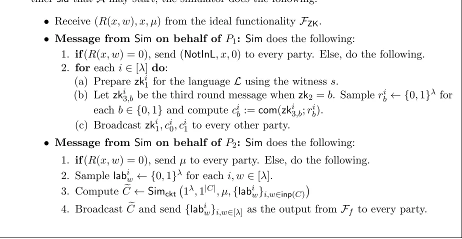 Figure 13: Simulator Sim when neither P1 nor P2 is corrupted