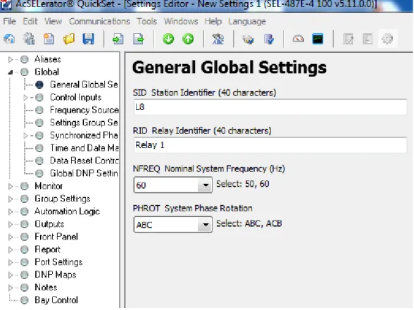 Figure 3.6 PMU global setting 