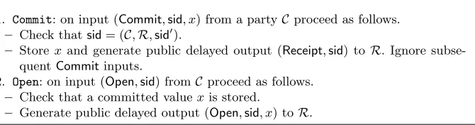 Fig. 11: The commitment functionality FCOM by Canetti [9].