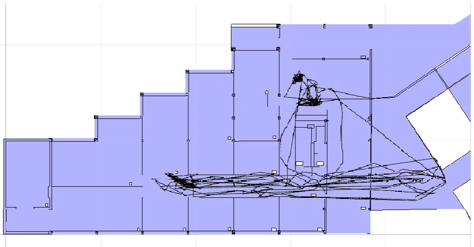 Figure 2 illustrates a very simple visualisation example of one of the authors’ recorded trajectories, laid over a map of the building