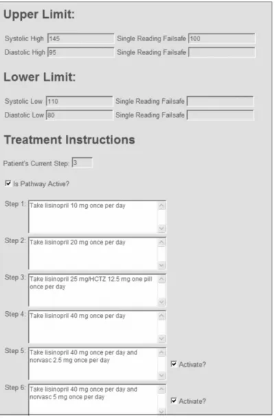 Figure 2 Screenshot of the ’medication treatment pathway’ algorithm entry form used to record PCP-planned medication changes