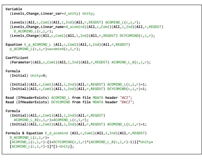 Figure 1. TABLO code for implementing continuation of past technical efficiency trends at a decaying rate 