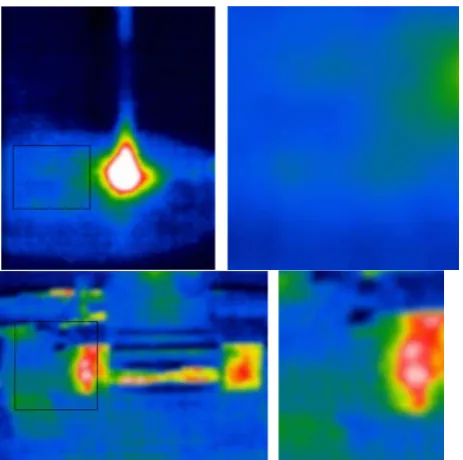 Fig. 6. The images have been reduced. Areas with a temperature gradient and the name of the device were cut