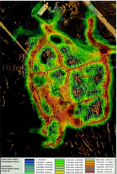 Figure 1. Aerial image of Gournia overlaid with the density