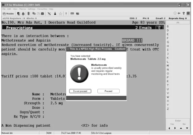 Figure 1 Example of prescribing pop-up alert