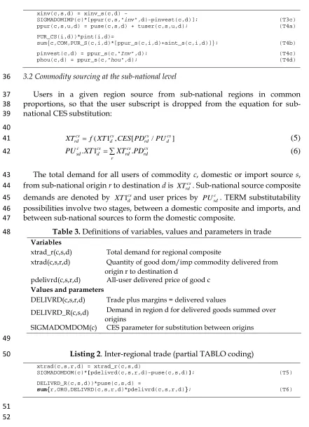Table 3. Definitions of variables, values and parameters in trade 