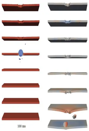 Figure 5. Calculated conﬁgurations of projectile and spaced barrier.