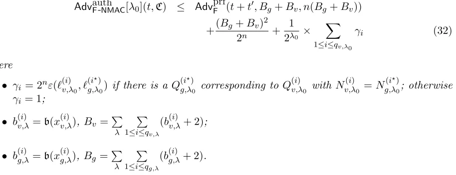 Table 4: A secure and eﬃcient NMAC scheme using a short output length PRF.