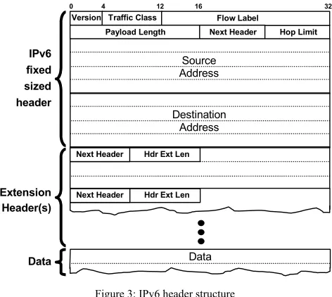 Figure 3: IPv6 header structure 