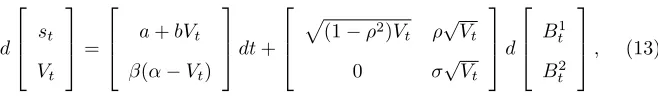 Table 1: Parameter estimates for the log-normal SV model ﬁt to the Dol-lar/Pound data