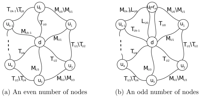 Figure 4: The Dispute wheels constructed during the proof of Theorem 3.2.