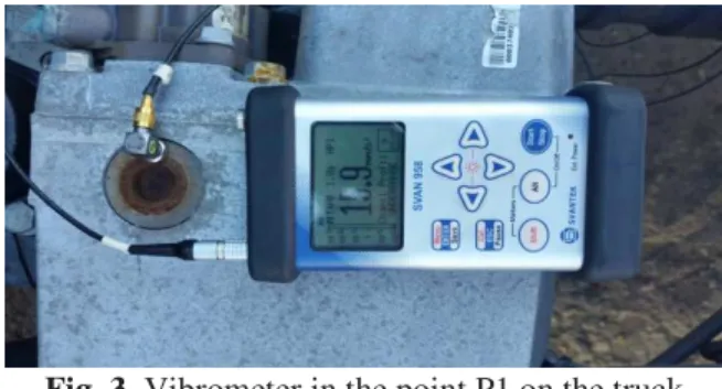 Fig. 3. Vibrometer in the point P1 on the truck  motor 