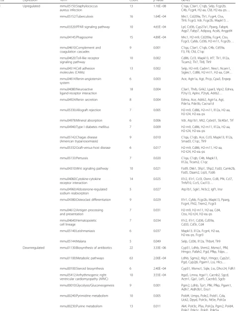 Table 2 KEGG pathway enrichment of all DEGs and modules