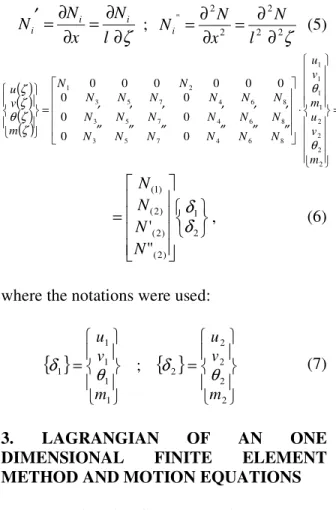 Fig. 1.  Model of an one-dimensional finite  element 