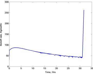 Fig. 4. Boil of rate obtained using the lumped parameter model is plotted against time 
