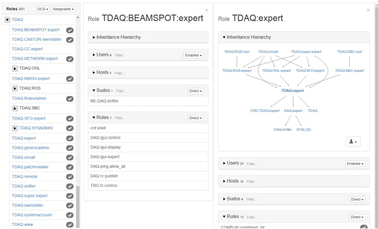 Figure 3. The roles client view.