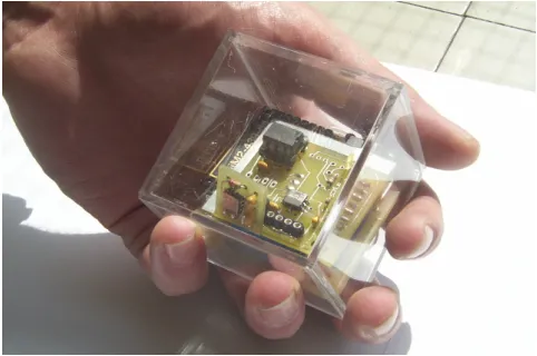 Figure 1. Picture of our transparent version of the cube, with all of its electronic components fixed inside