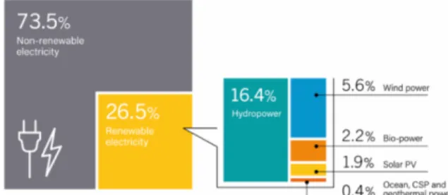 Fig. 1. The weight of renewable energy sources used to 