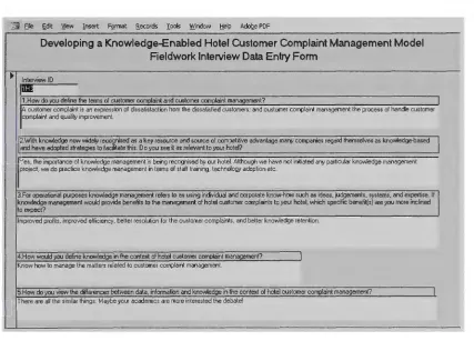 Figure 2: A snapshot of the interview data input form 