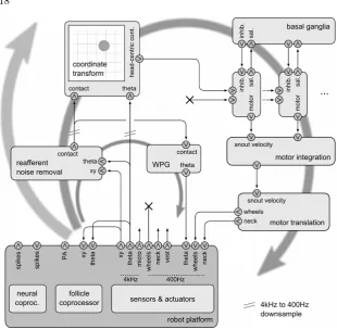 Figure 0.5 Overview diagram of control architecture of SCRATCH-bot/Whiskerbot, SCRATCHbot conﬁguration shown (see text for de-moved frominto head-centric space using the instantaneous values ofis passed to the actions