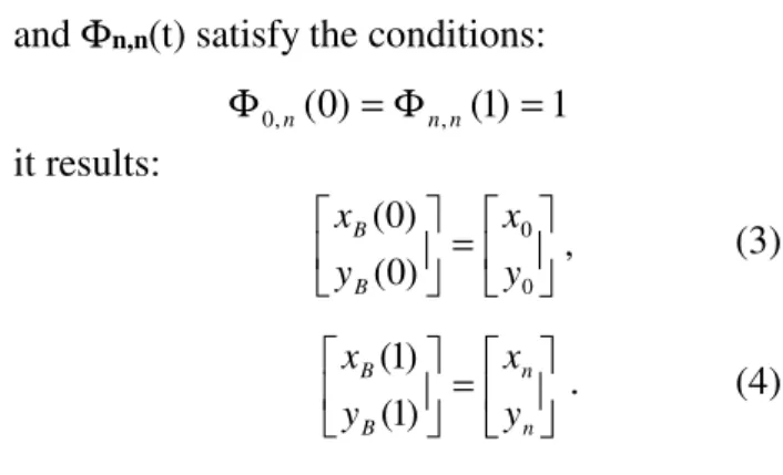 Fig. 1.  Four Bézier curves of second-degree that  interpolate three points 