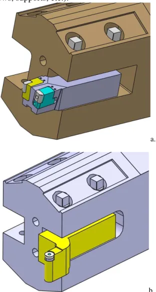 Fig. 6.  Tool holders: with square and round inserts    In  each  case,  the  meshing  of  the  studied  assembly  was  made  by  establishing  conditions  specific  to  the  FEM  analysis  to  obtain  a  finite  structure