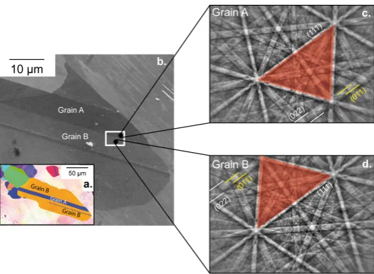 Figure 2. ROI1 for which the surface is close to �4 5 7�. (a) aECCI obtained with g1= �1 1� 0� showing 