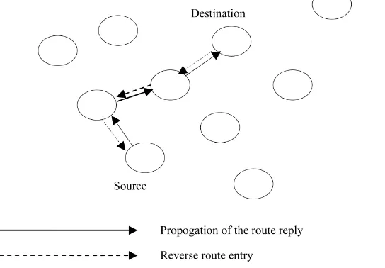Figure 2. Propogation of the route reply (source: [7]).                    
