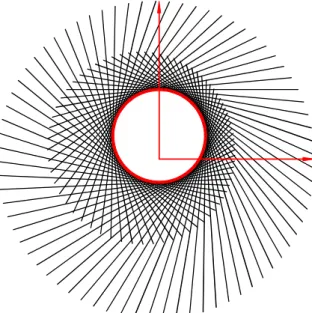 Fig. 2. The cam and the consecutive positions of the  follower. 