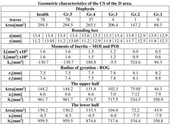 Table 4  Geometric characteristics of the CS of the D area. 