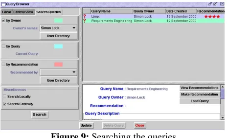 Figure 9: Searching the queries 