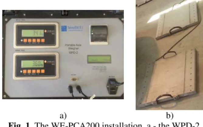 Fig. 1. The WE-PCA200 installation, a - the WPD-2  summation indicator; B - weighing platforms