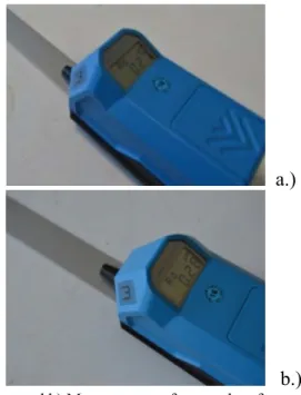Fig. 2. a and b) Measurement of uncovered surface  roughness.