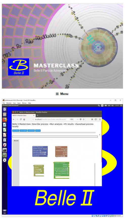 Figure 7. Internet version of the Belle2Lab with an introduction (above) and the virtual appliance(below).