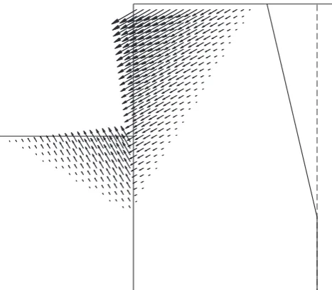 Figure 5: FELA vector plot for a smooth cantilever wall,Krabbenhoft et al. (2005)