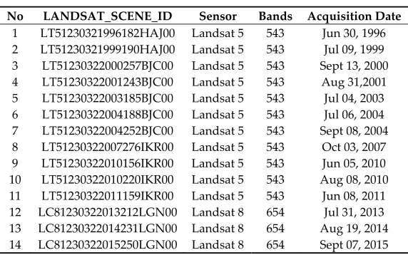 Table 1. RS Image information 