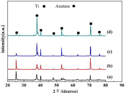 Fig. 1 XRD patterns of the prepared TiO2 nanotubes (a)TNT; (b)N-TNT; (c)60s-Cu-TNT; 