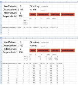 Figure 2: Free software tool: data entry stage (before and after)