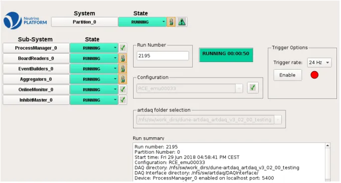 Figure 4. Run Control view for the shifter. Commands can be sent to each of the sub-components or asa whole