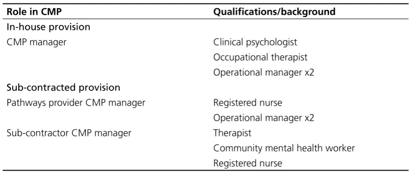Table A.3 Role and background of CMP managers