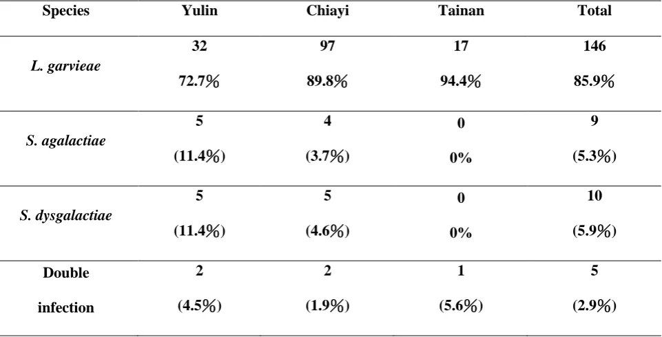 Table 3. Identification of Gram-positive streptococcus-like bacteria infection cases of different cities in 