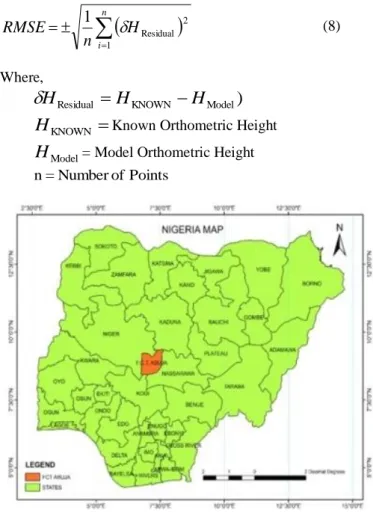 Figure 1: Map of the Nigerian states and FCT Abuja  source: Arcinfo shapefile 2010 (ESRI)