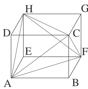 Fig. 2.Partition of a cube in 4 simplices.