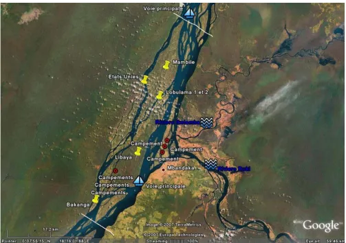 Figure 3 and 4 show traditional public health maps gener-ated using GE. The primary purpose of using GE was to getan accurate view of the Congo River in order to improvethe micro-planning process