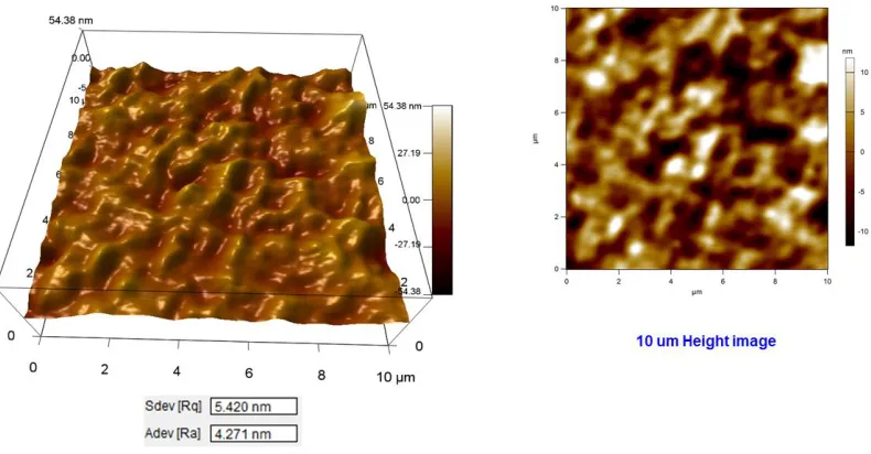 Figure 4: AFM microscopic image Niacin GMS extrudate (cross sectional).