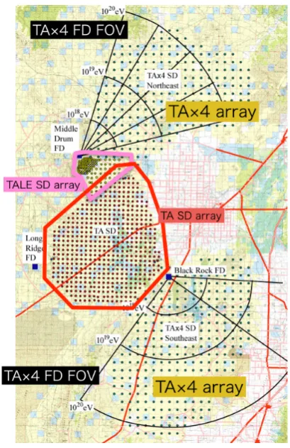 Figure 12.A map of the TA experiment site and a close up ofTALE site are shown.