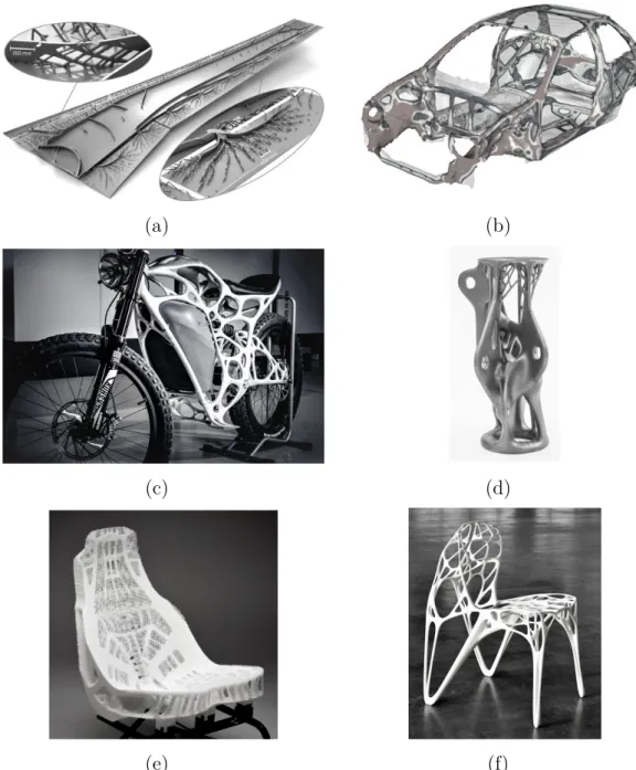 Figure 1.1: Example current state-of-the-art structures designed by topology opti- opti-mization