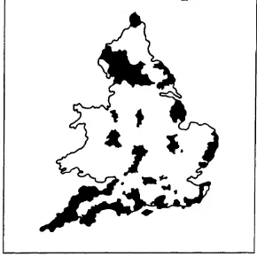 Figure 4 - Rural areas with tourism expenditure in excess of £200 per resident (England)Source - English Tourist Board 1988a